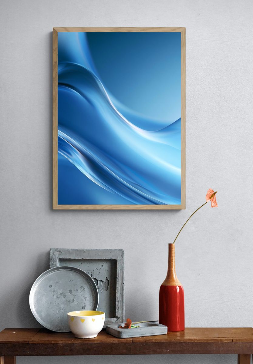 Blue Flow Abstract Poster. — room view 3