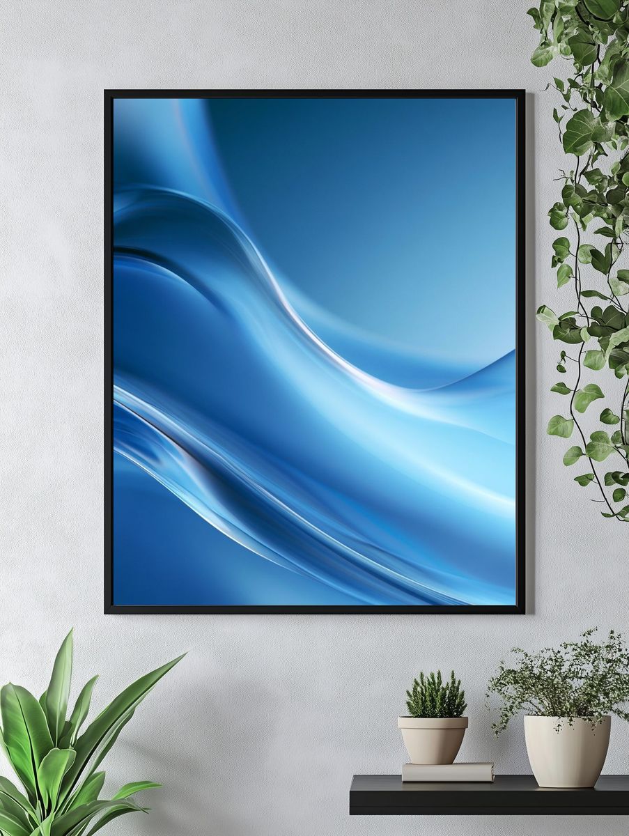 Blue Flow Abstract Poster. — room view 4