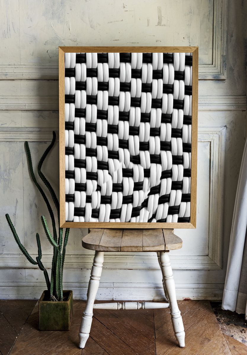 Black and White Woven Texture Print. — room view 1