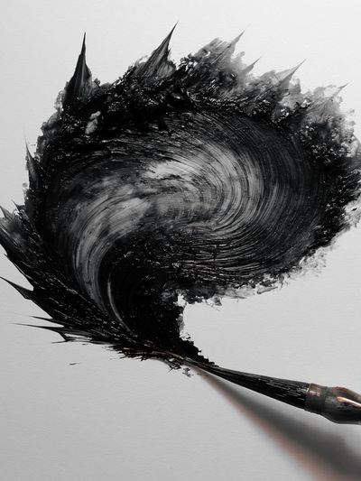 Black Ink Brushstroke Abstract Print. poster