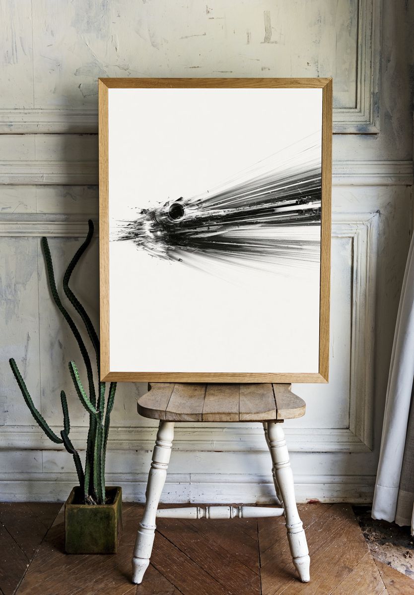 Monochrome Brush Burst Poster. room preview