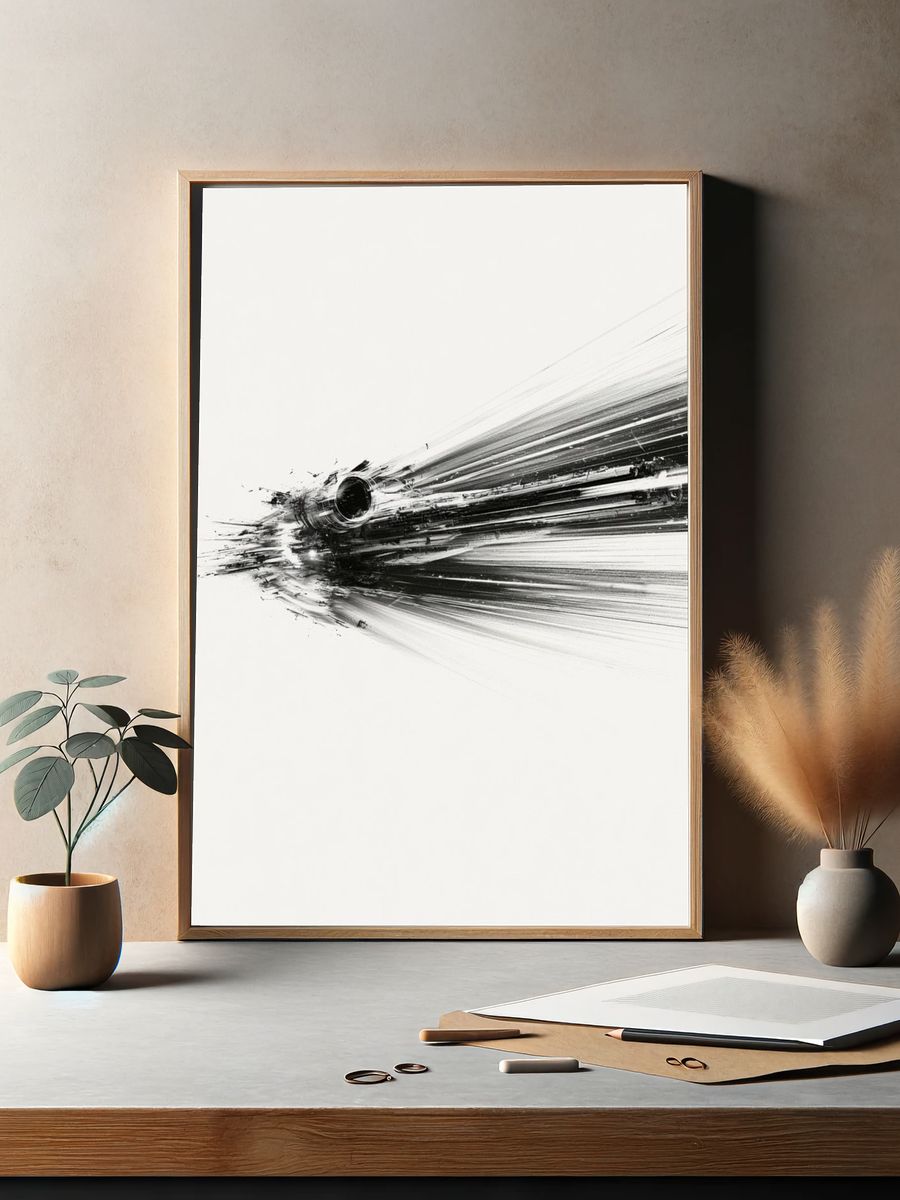 Monochrome Brush Burst Poster. — room view 2