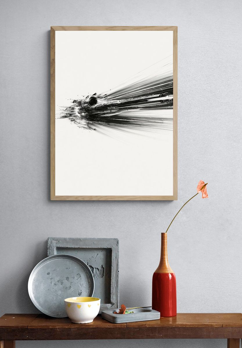 Monochrome Brush Burst Poster. — room view 3