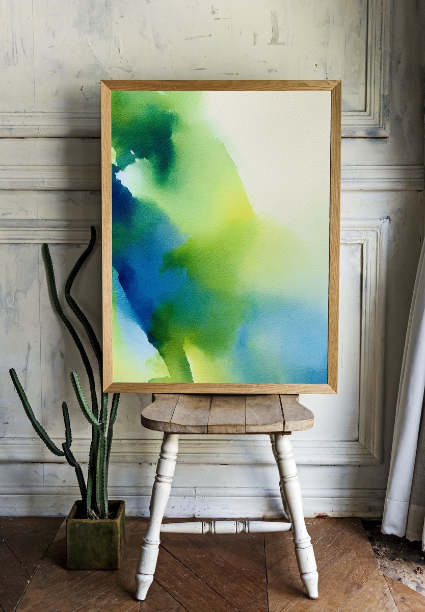 Luminous Green Blue Abstract Poster. room preview