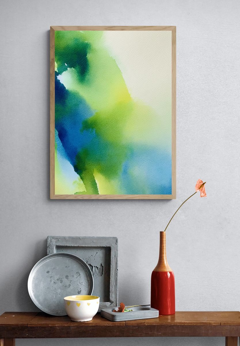 Luminous Green Blue Abstract Poster. — room view 3