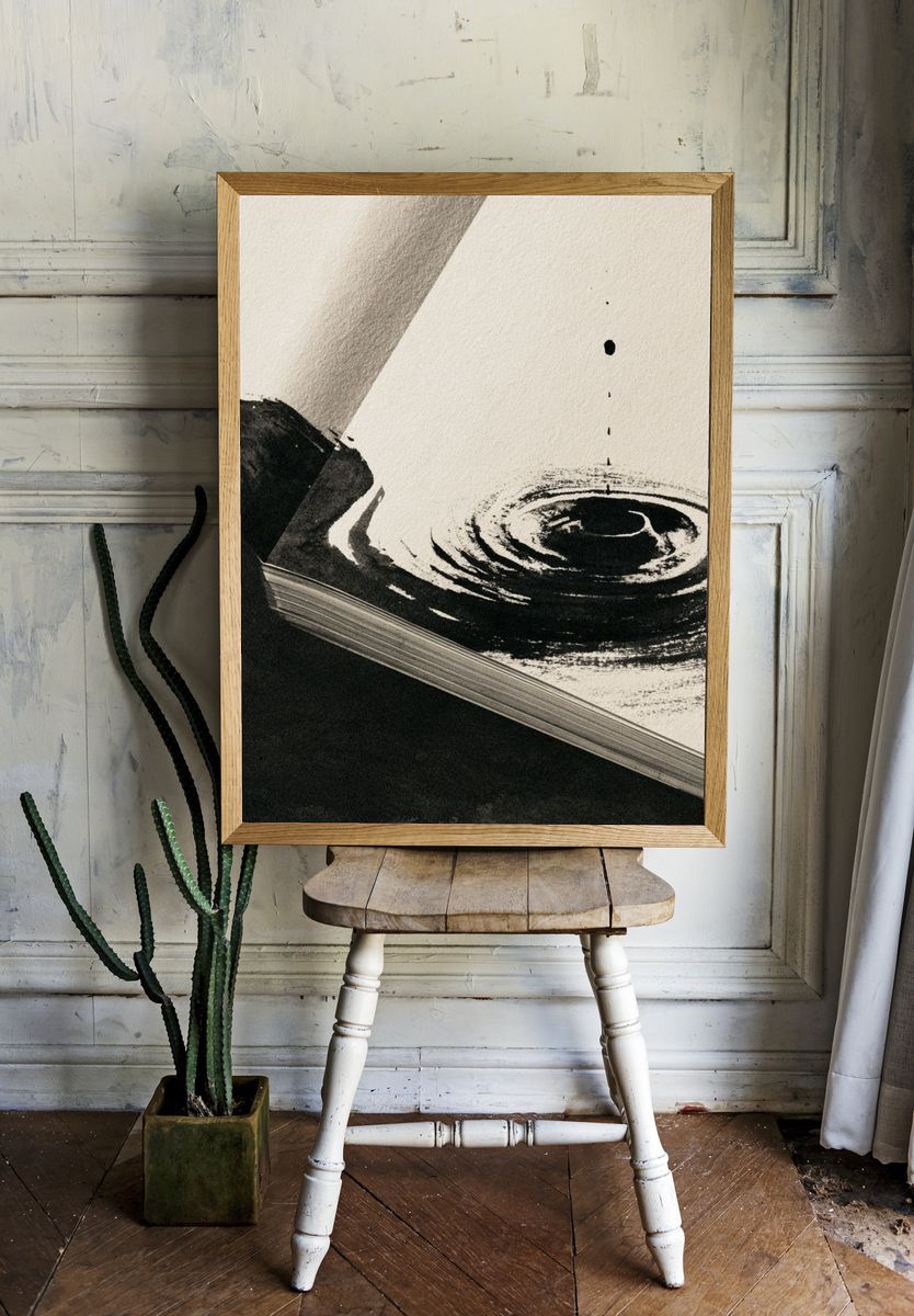 Ink Ripple Abstract Poster. room preview