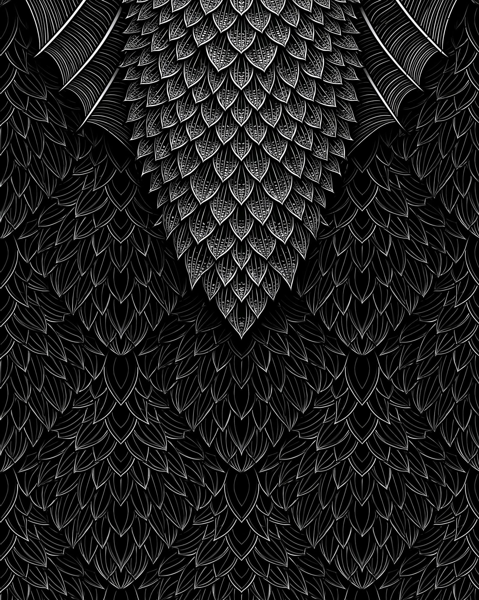 Black Feather Pattern Print. poster detail