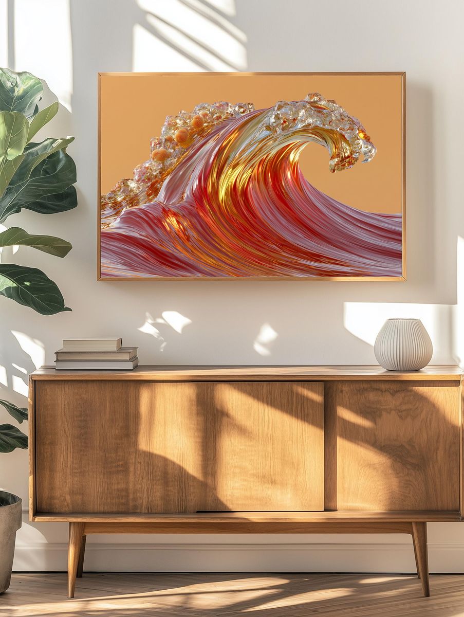 Golden Wave Abstract Poster. — room view 3