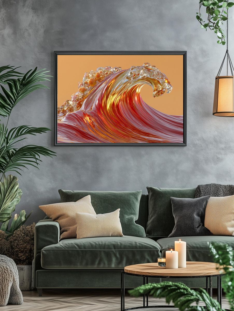 Golden Wave Abstract Poster. — room view 4