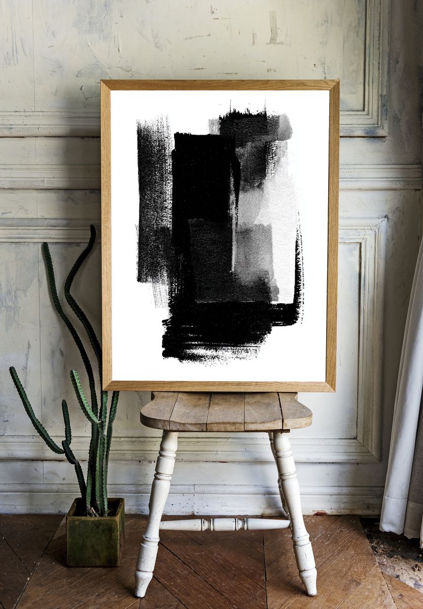 Monochrome Brushstroke Abstract Poster. room preview
