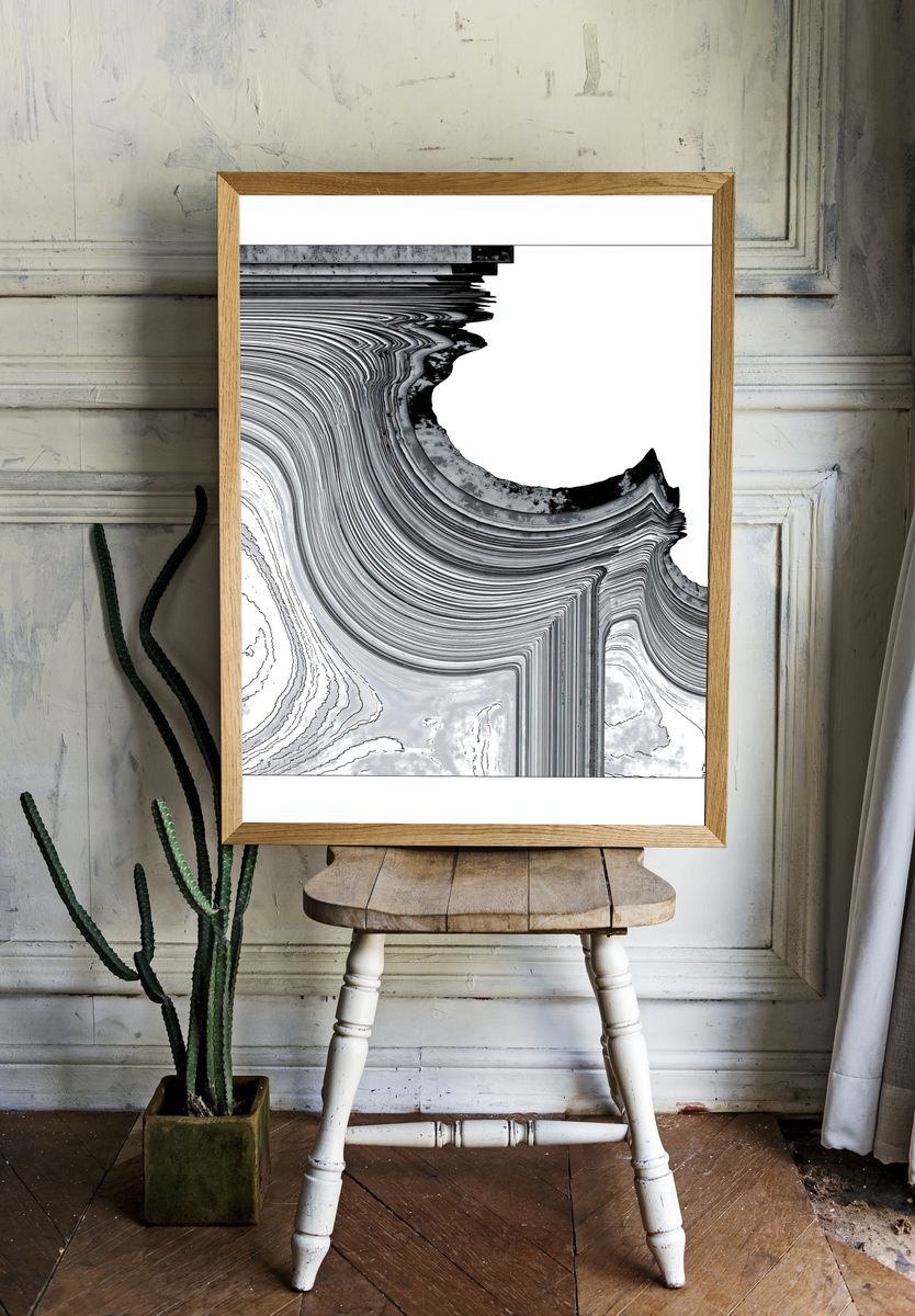 Monochrome Flow Abstract Poster. room preview