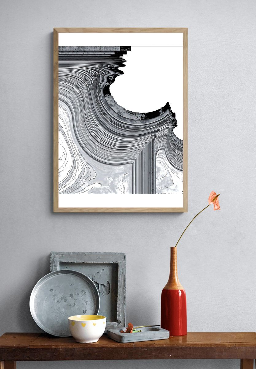 Monochrome Flow Abstract Poster. — room view 3