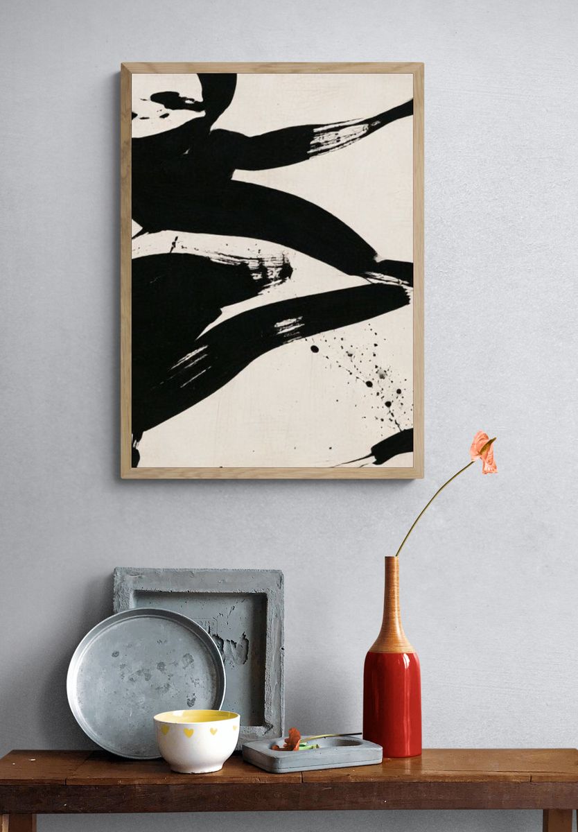 Black Ink Gesture Abstract Print. — room view 3
