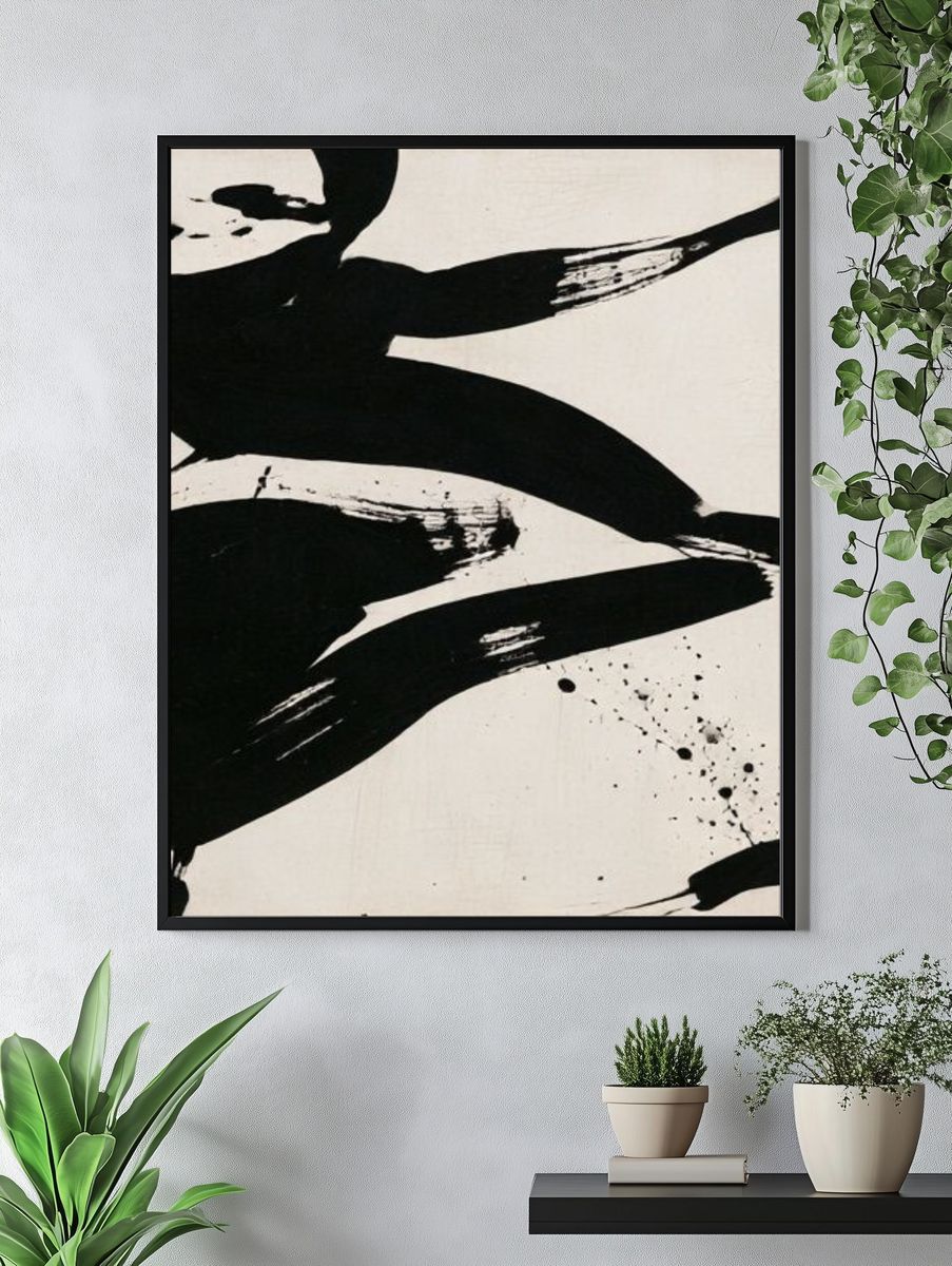 Black Ink Gesture Abstract Print. — room view 4