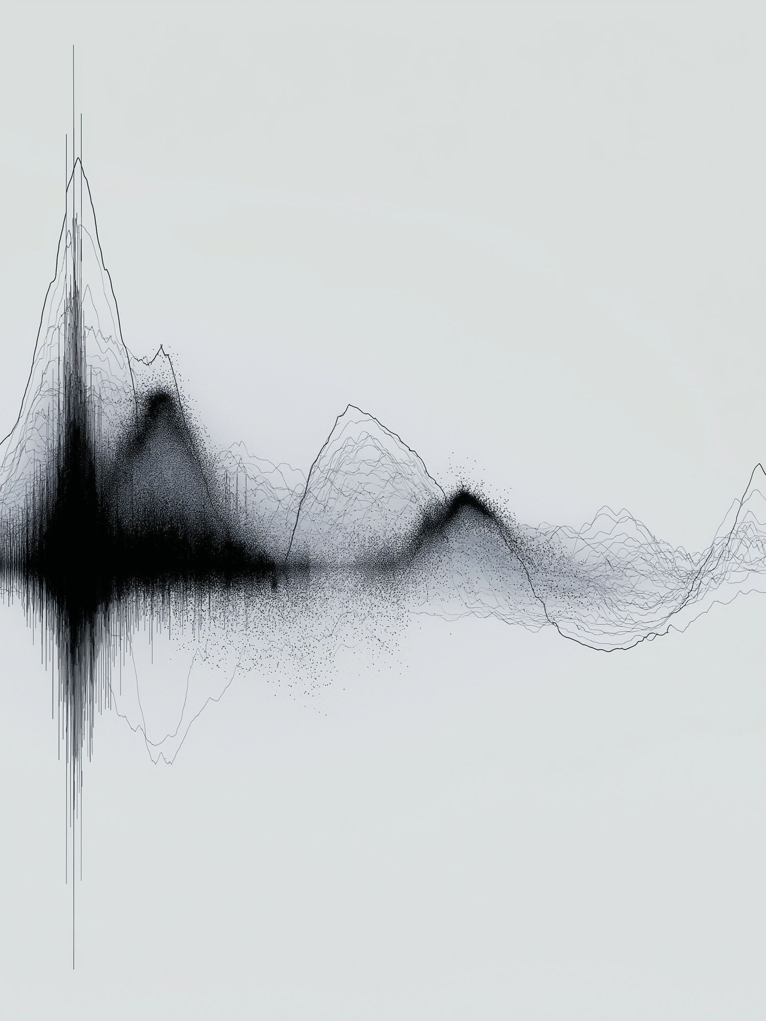Monochrome Waveform Abstract Poster. poster — abstract art