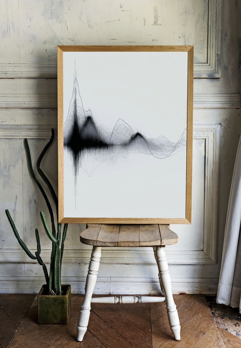 Monochrome Waveform Abstract Poster. room preview