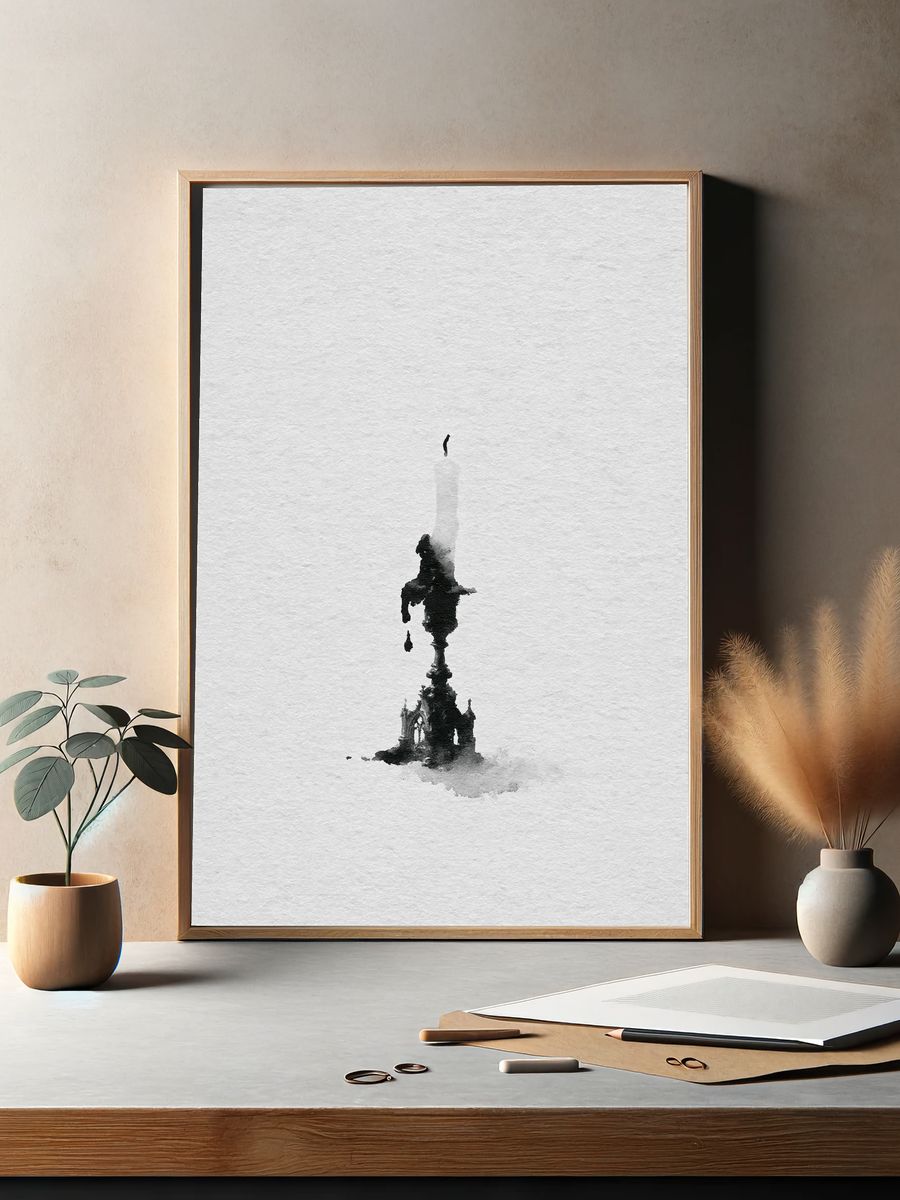 Monochrome Ink Spire Print. — room view 2