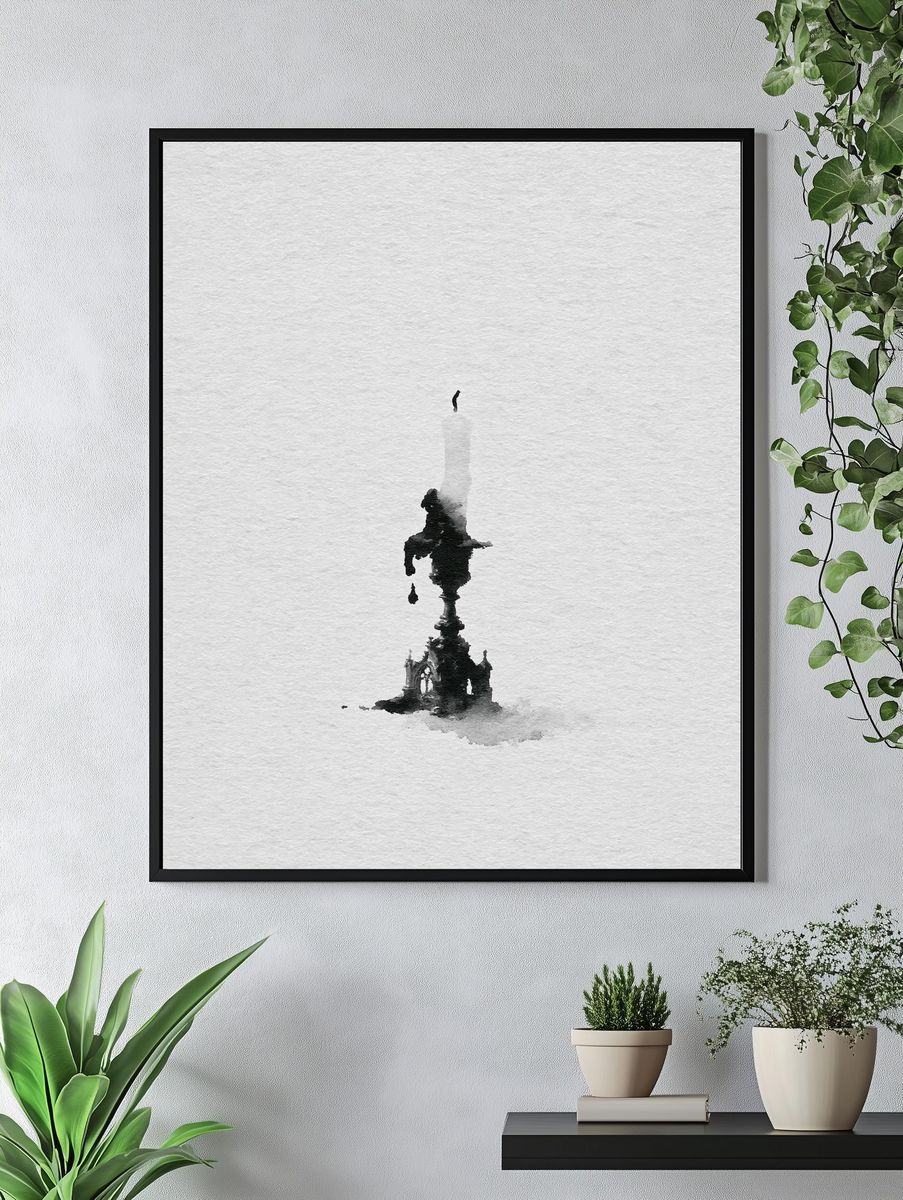 Monochrome Ink Spire Print. — room view 4