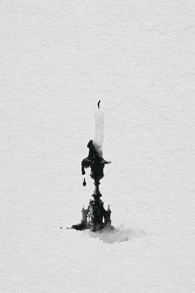 Monochrome Ink Spire Print. poster