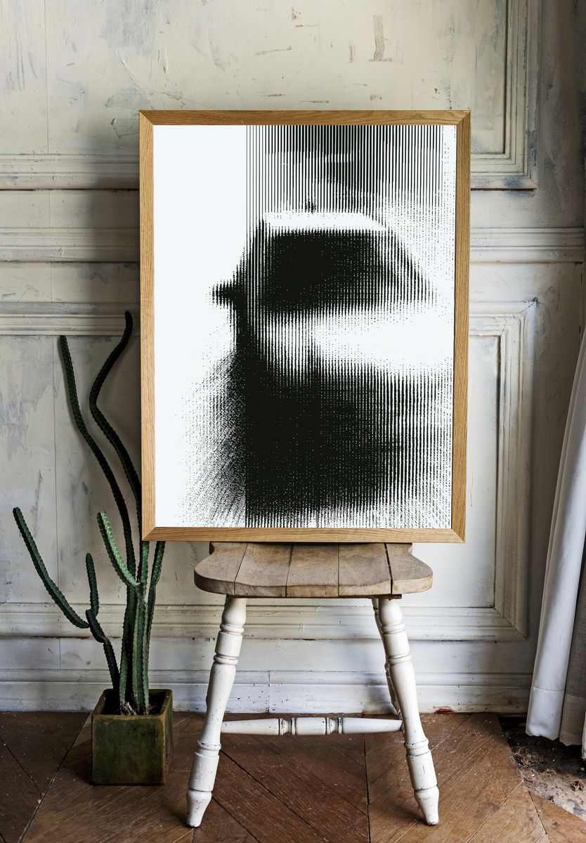 Monochrome Glitch Abstract Poster. room preview
