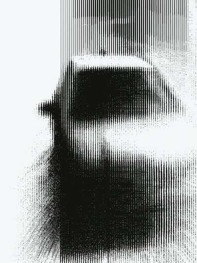 Monochrome Glitch Abstract Poster.