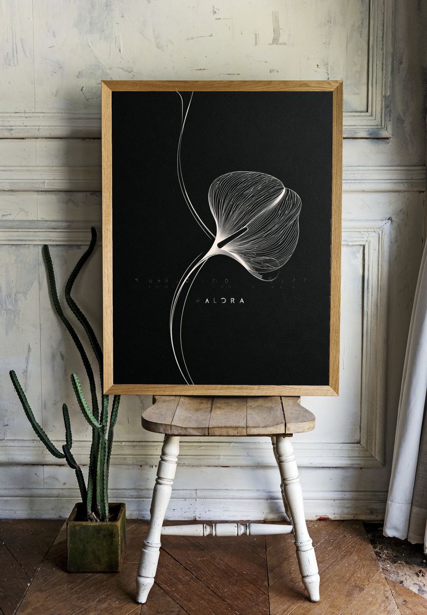 Abstract White Line Art Poster. room preview