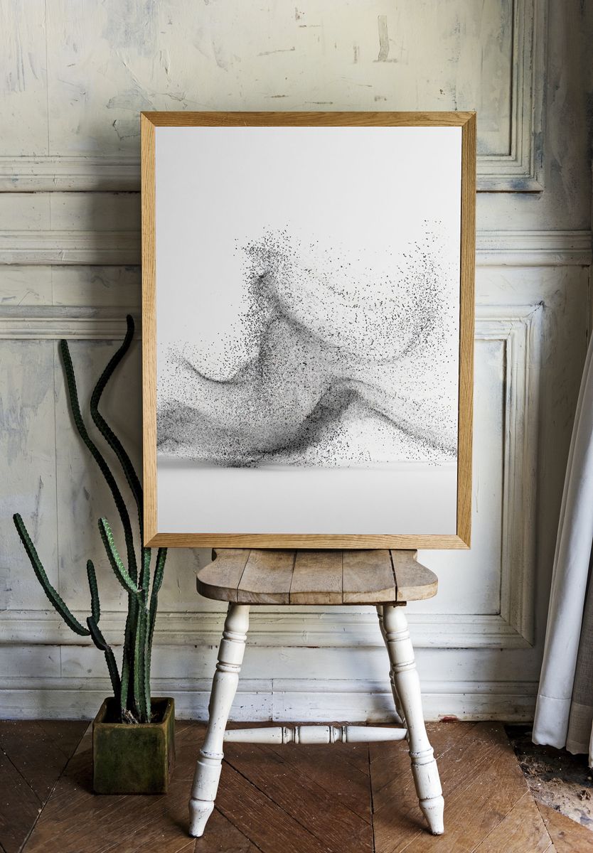 Monochrome Particle Wave Poster. room preview