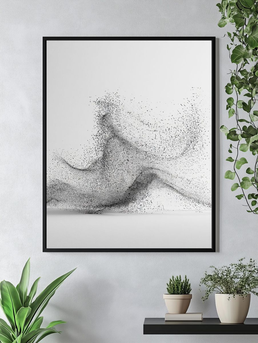Monochrome Particle Wave Poster. — room view 4