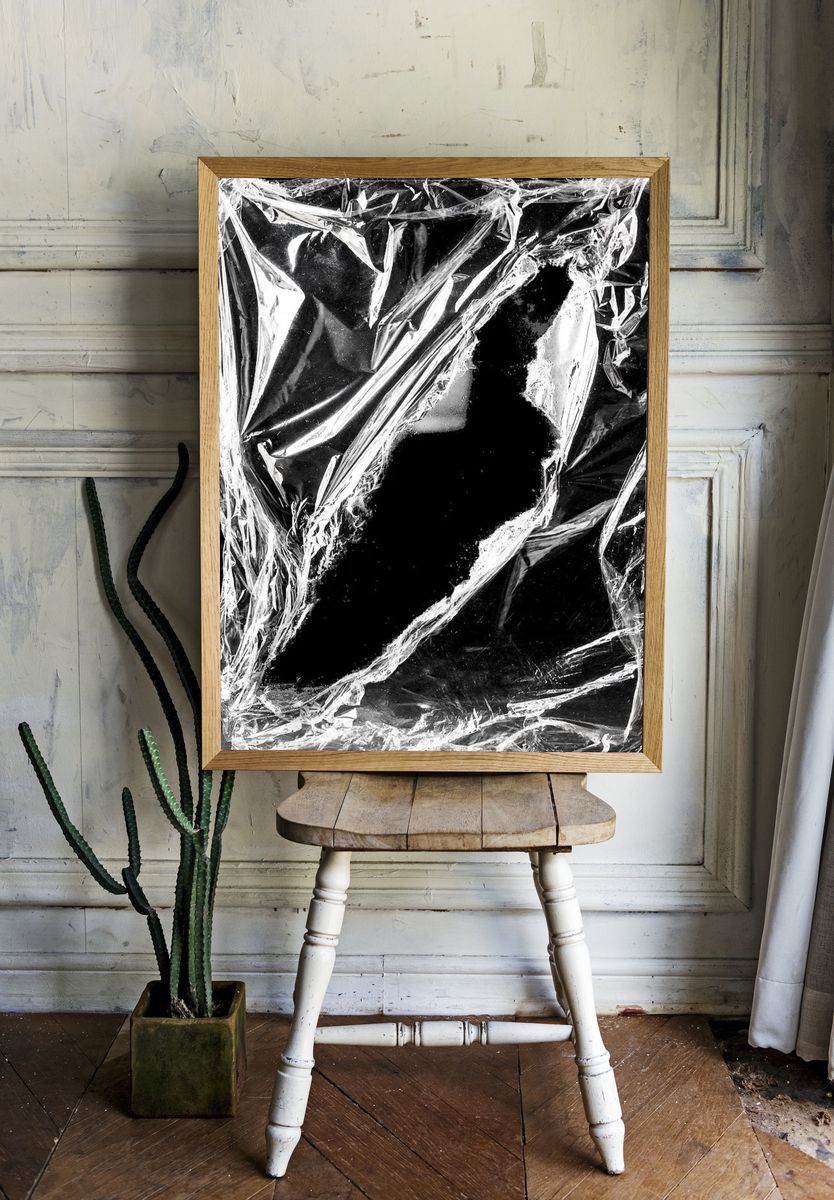 Abstract Black and White Texture Poster. — room view 1
