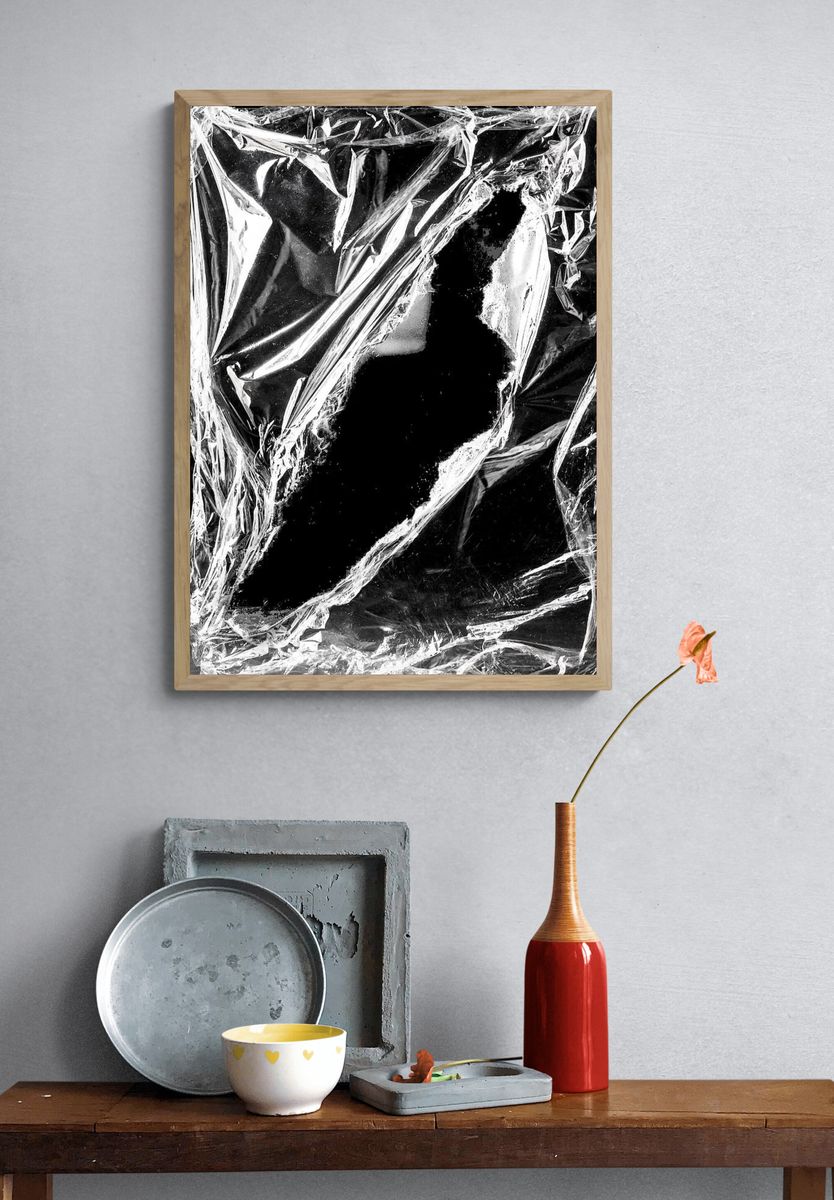 Abstract Black and White Texture Poster. — room view 3