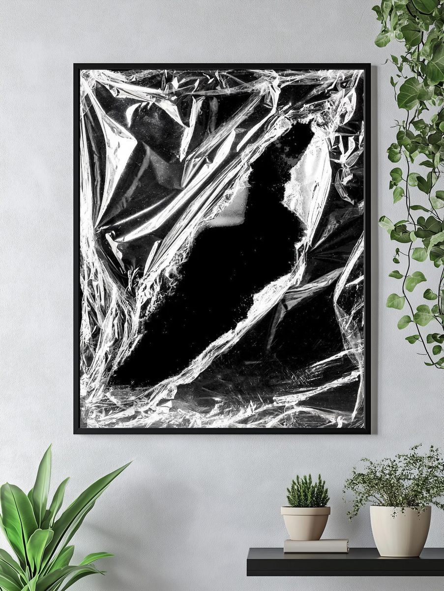 Abstract Black and White Texture Poster. — room view 4