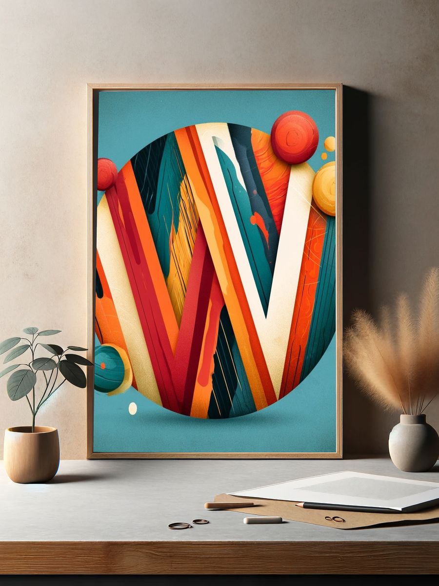 Abstract Letter W Poster. — room view 2