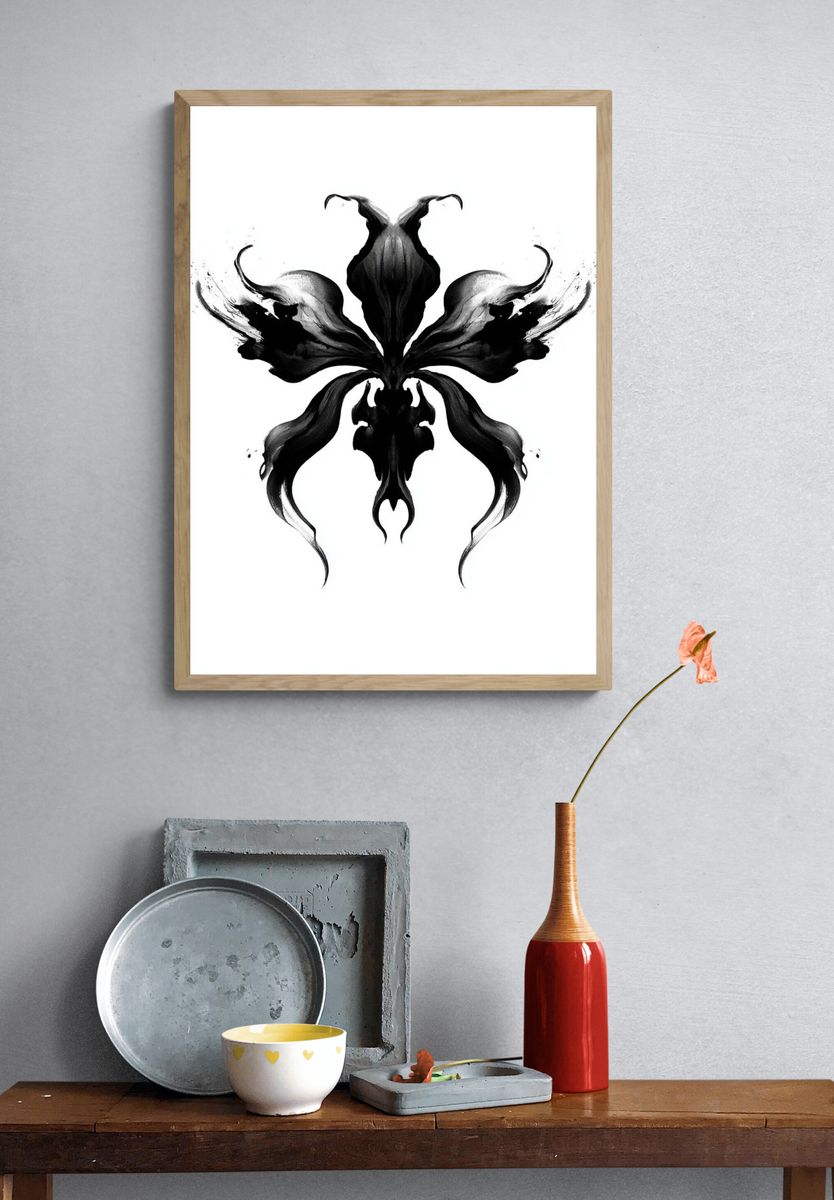 Ink Butterfly Abstract Print. — room view 3