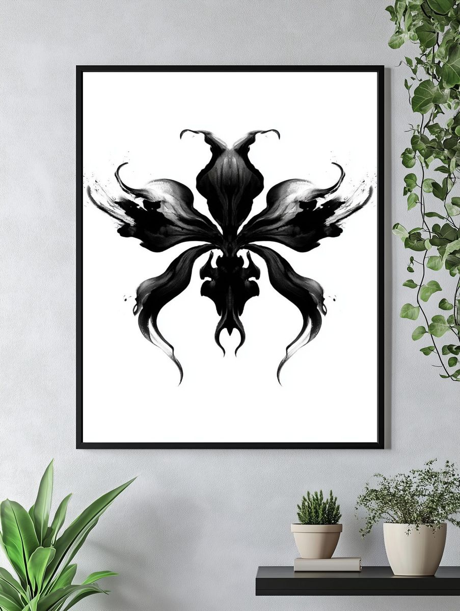 Ink Butterfly Abstract Print. — room view 4