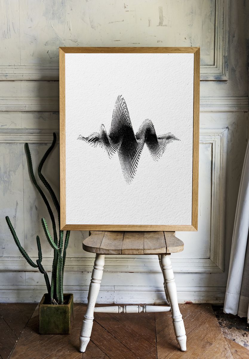 Monochrome Waveform Abstract Poster. room preview
