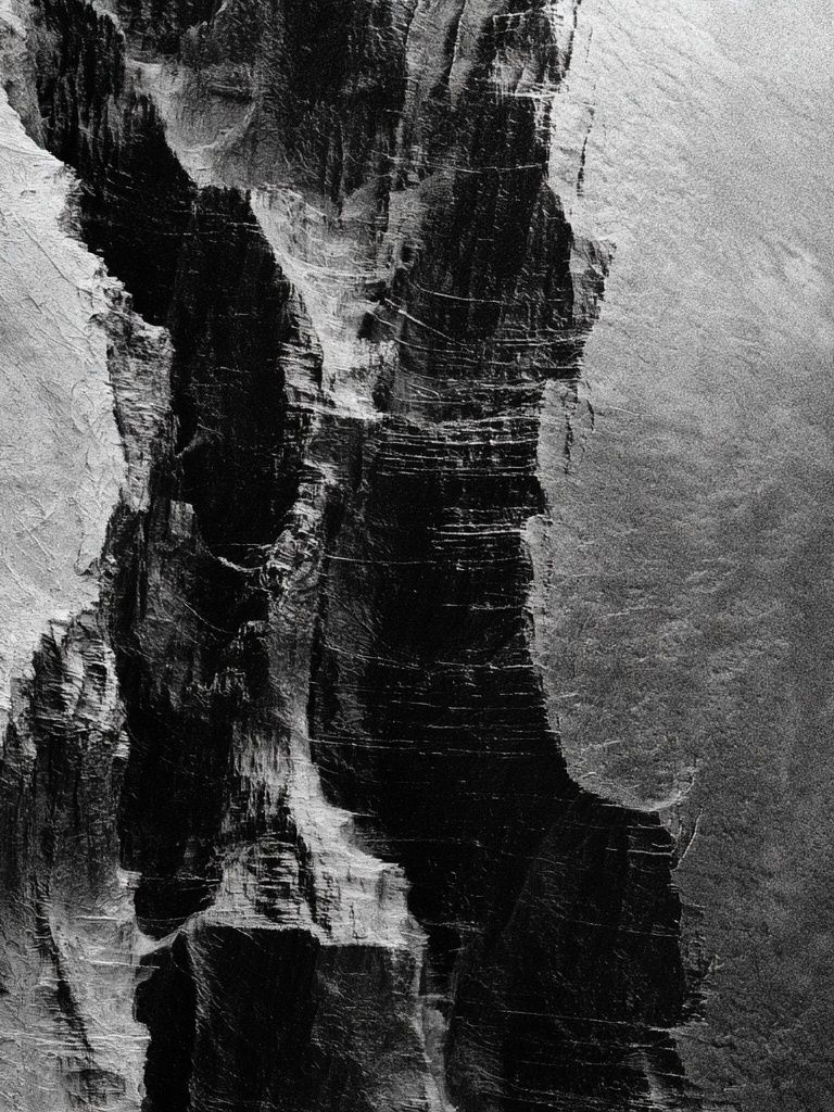 Monochrome Cliff Texture Poster. poster — abstract art