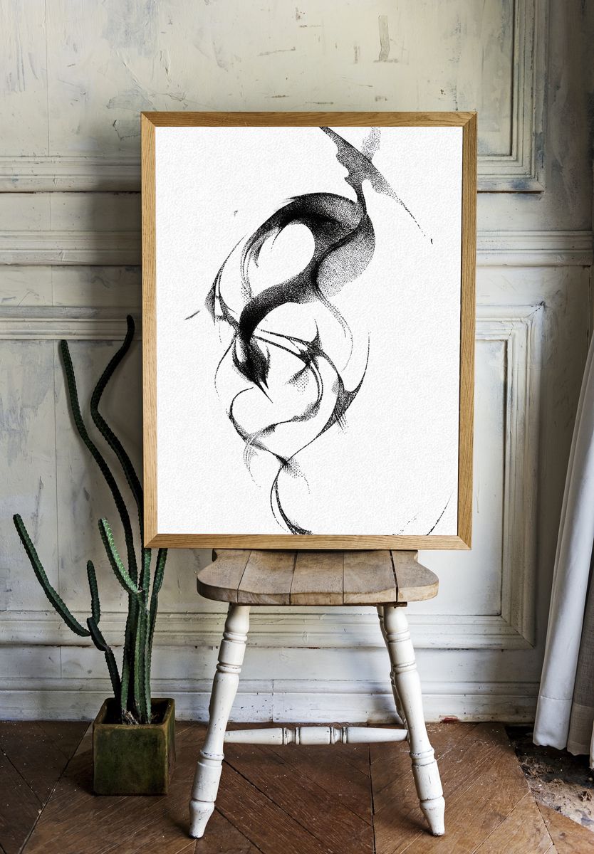 Abstract Black and White Art Poster. — room view 1