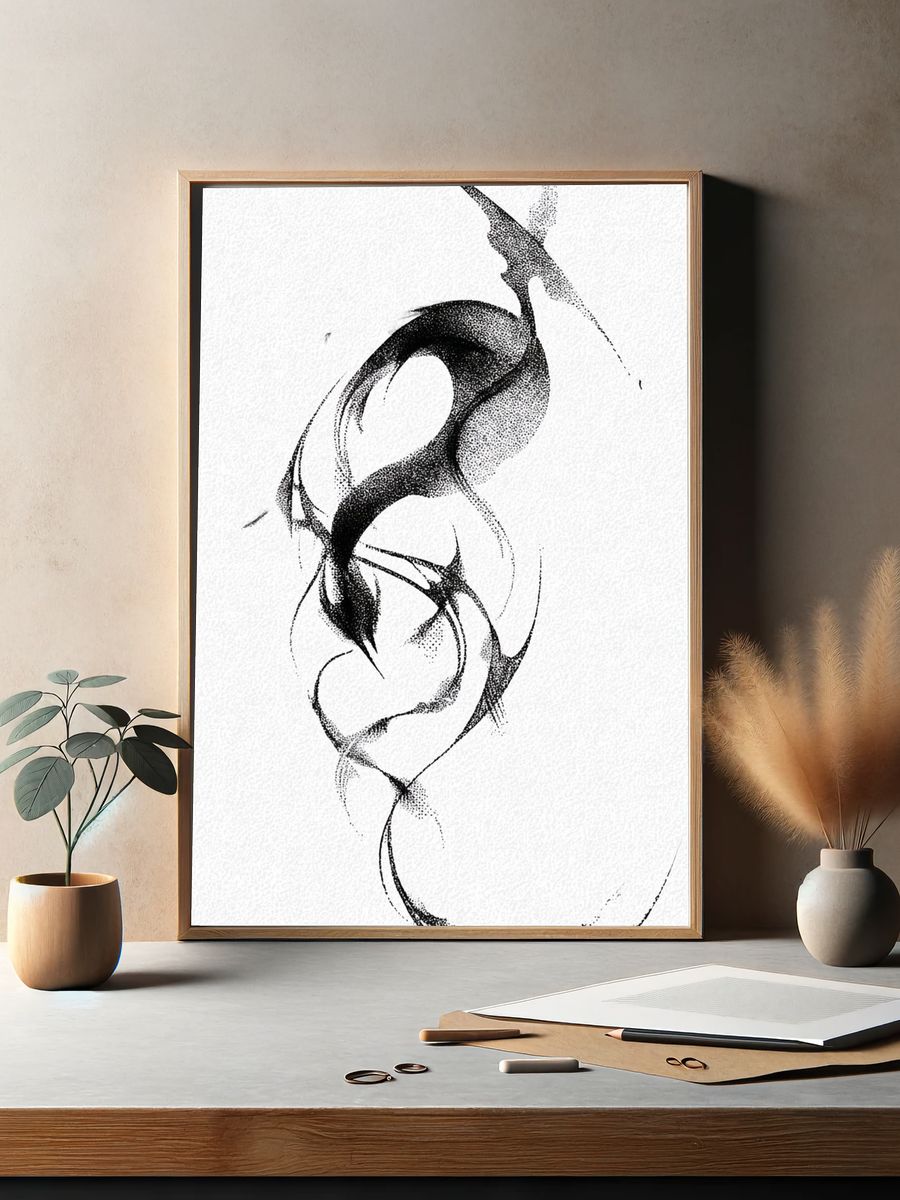 Abstract Black and White Art Poster. — room view 2