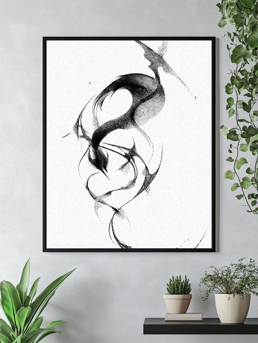Abstract Black and White Art Poster. — room view 4