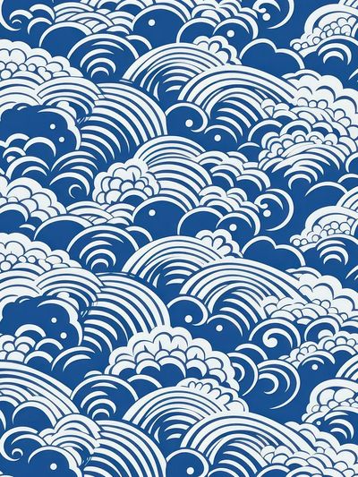 Blue Wave Clouds Abstract Print.