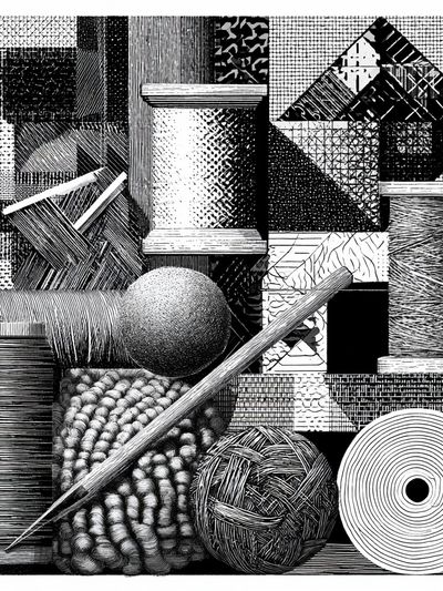 Monochrome Textile Study Abstract Print. poster
