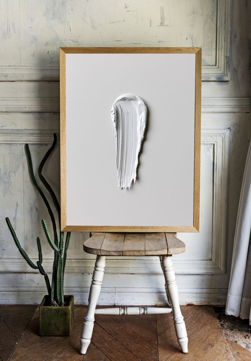 White Paint Stroke Abstract Poster. room preview