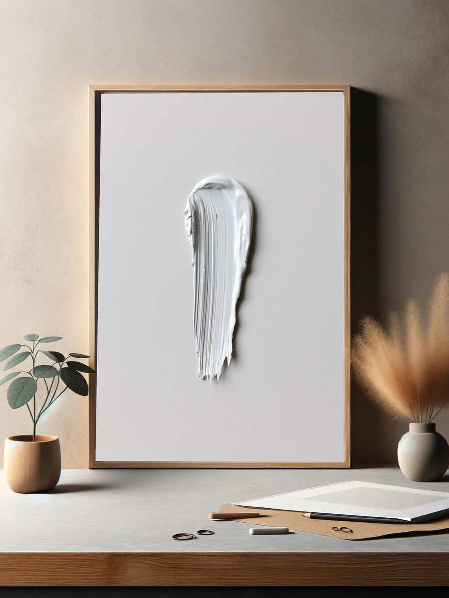 White Paint Stroke Abstract Poster. — room view 2
