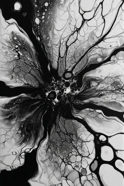 Abstract Black and White Floral Art Poster. poster print