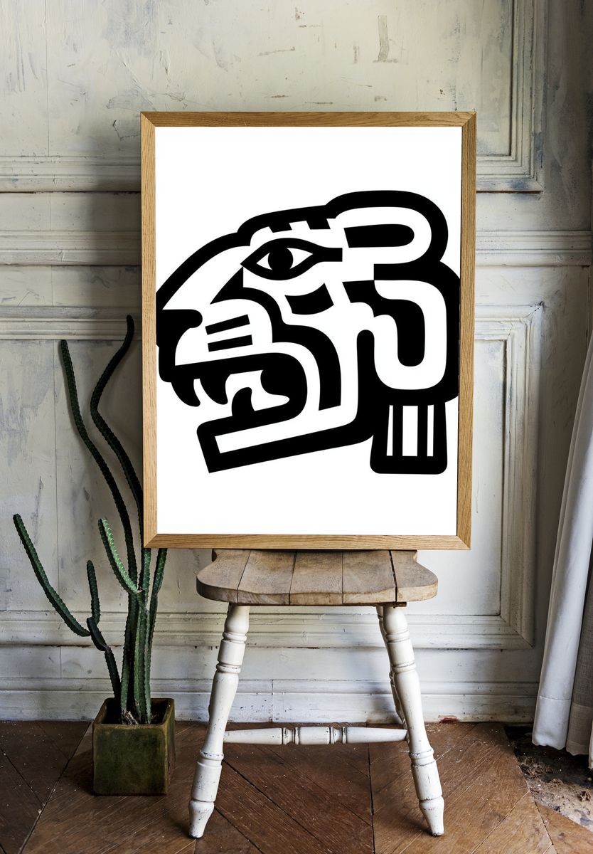 Abstract Black Line Art Poster. — room view 1