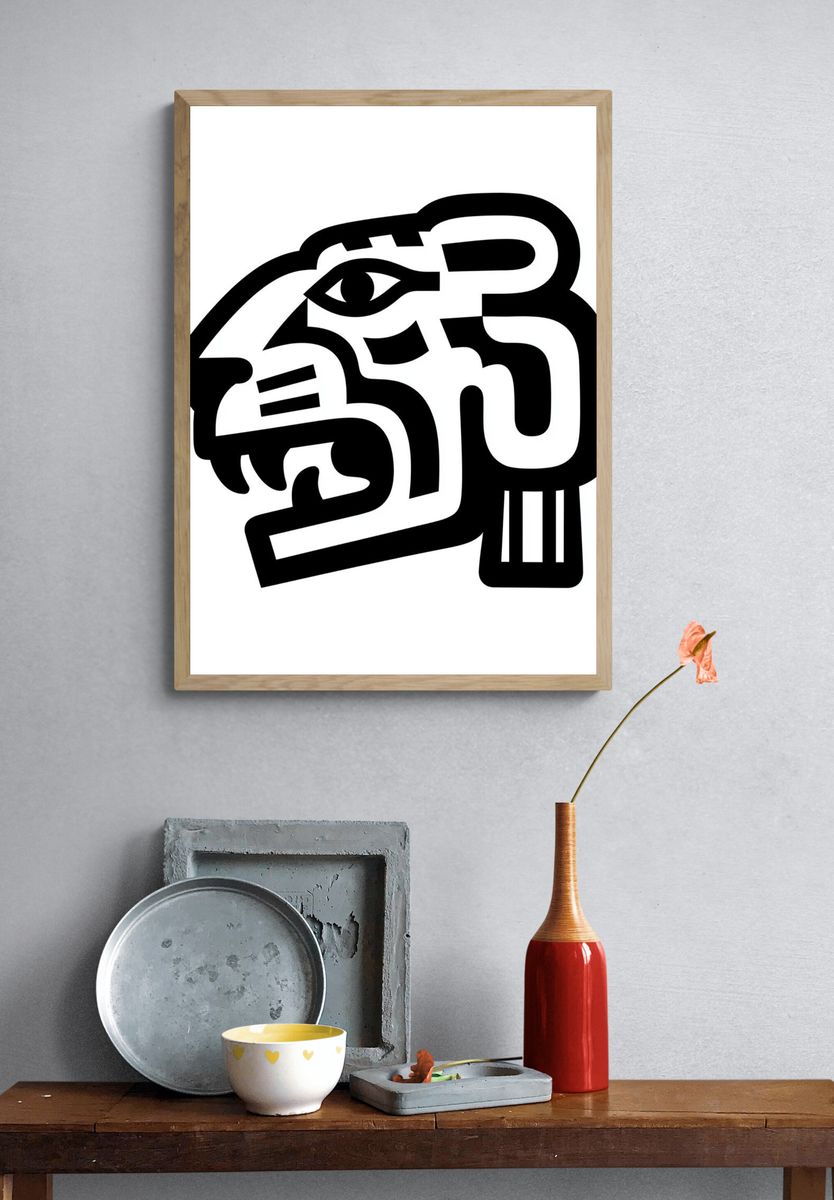 Abstract Black Line Art Poster. — room view 3