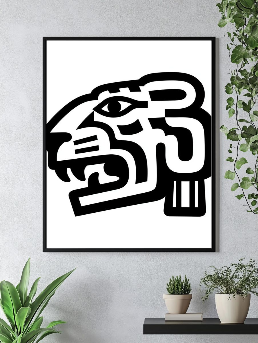 Abstract Black Line Art Poster. — room view 4