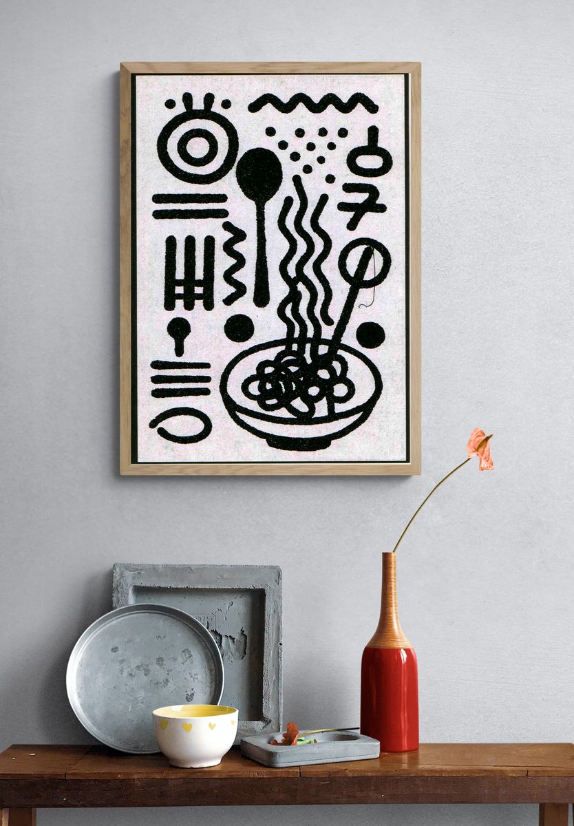Abstract Black Line Art Poster. — room view 3