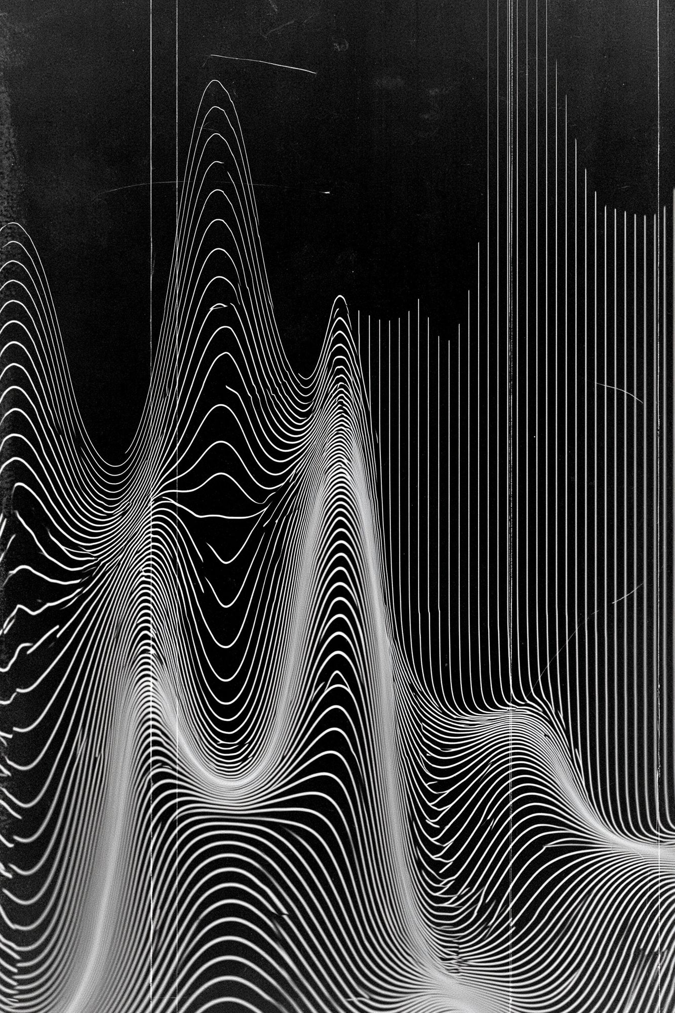 Monochrome Wave Lines Abstract Poster. poster detail