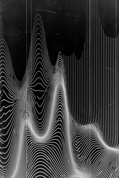 Monochrome Wave Lines Abstract Poster.